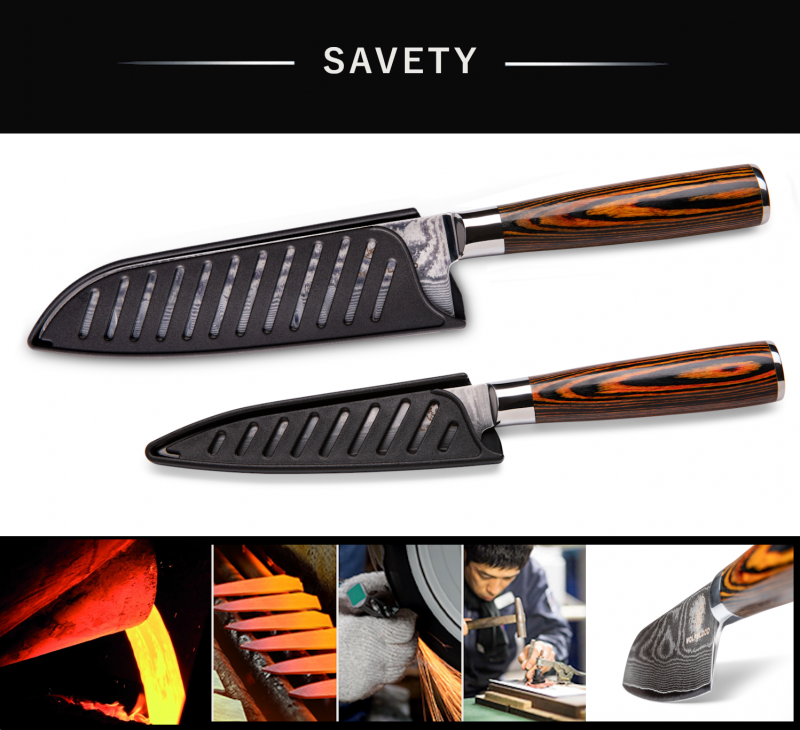 Wolfblood Zeuß Set Santoku Damastmesser Küchenmesser LH Lifestyle Kochmesser Utility